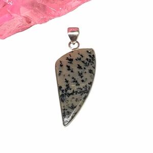 Russian Honey Dendritic Opal Necklace Pendant Solid 925 Sterling Silver Dendrite